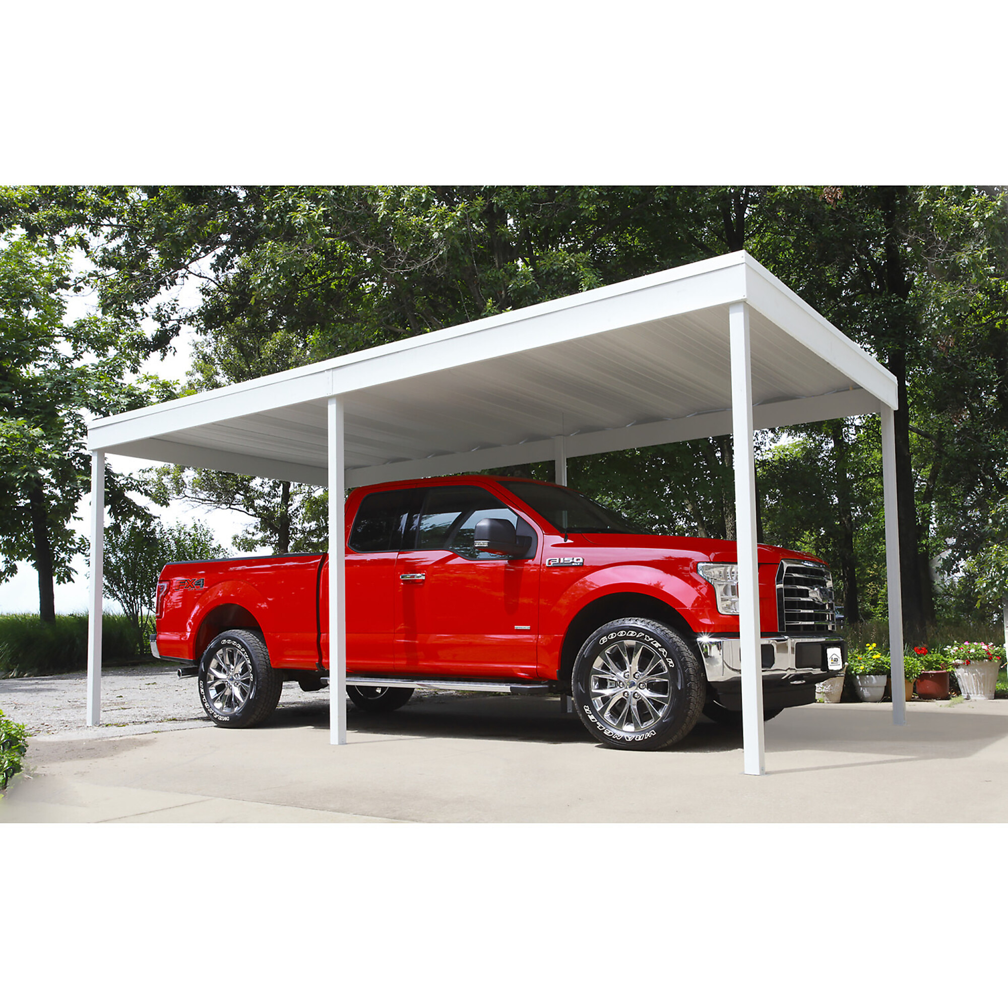 Arrow, Arrow Carports Galvanized Steel Carport, with 2-Si, Width 120.88 in, Height 96 in, Cover Material Steel, Model# CP1020